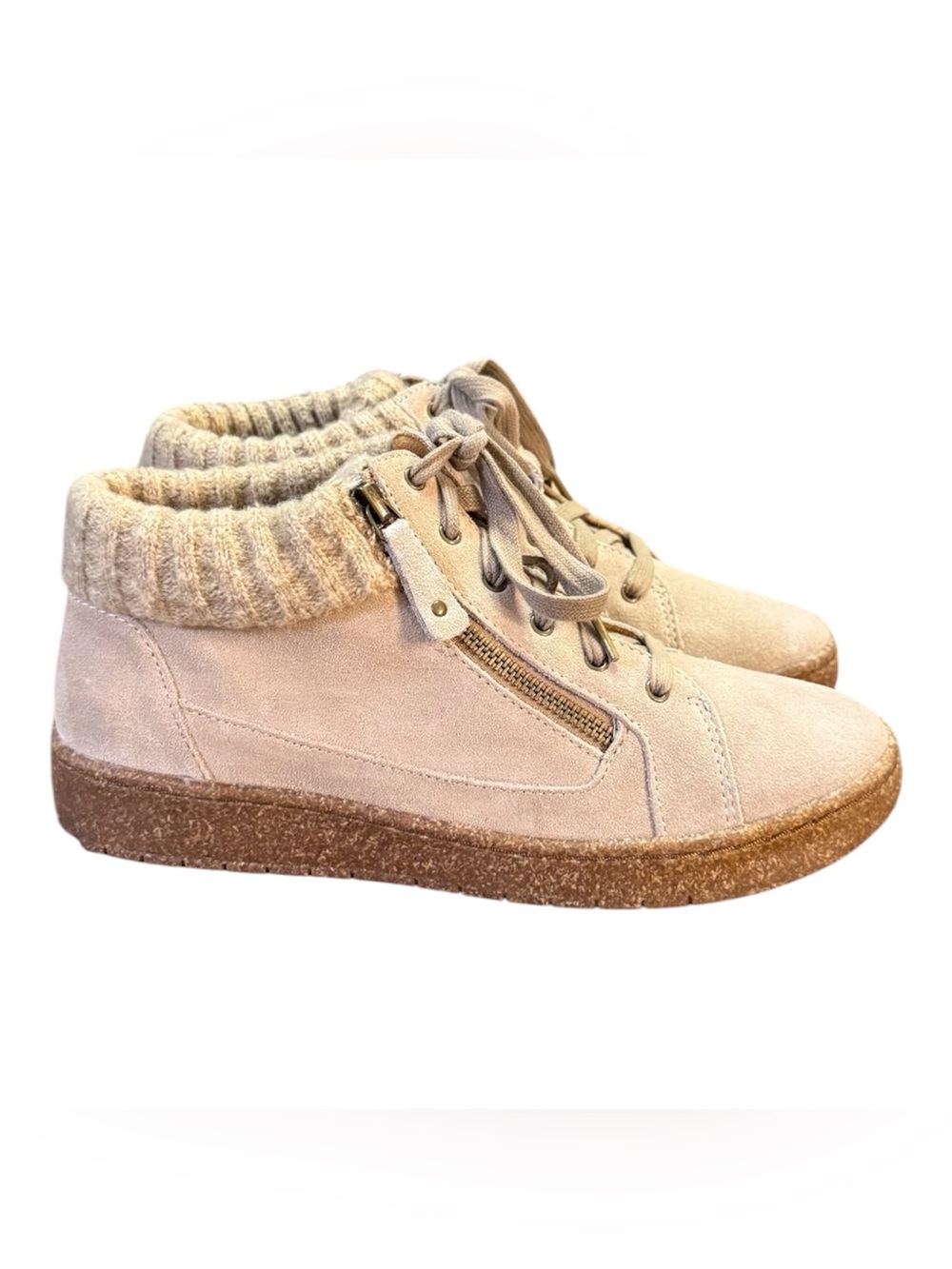 Aetrex Bonnie Arch Support Cozy Sneaker Bootie Taupe Suede Women's Size 8.5